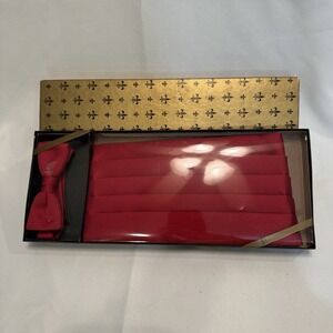 John Wanamaker Men's Bow Tie & Cummerbund Set Red Silk In Box Formal Wear